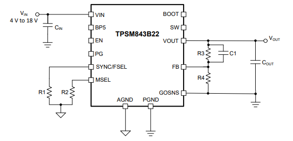 TPSM843B22降壓模塊（集成電感器）TI 德州儀器